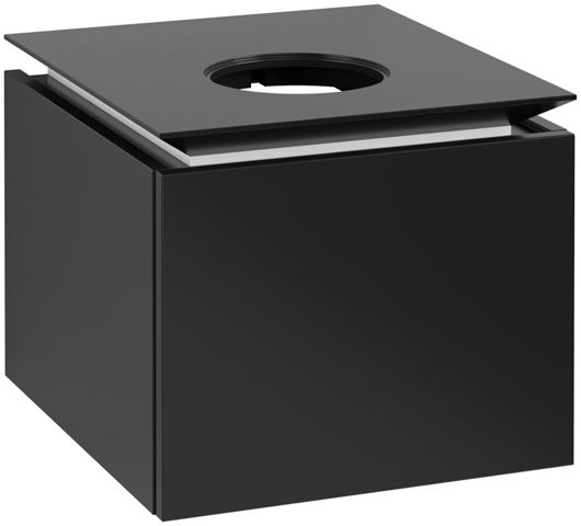V&B Waschtischunterschrank Legato 45x38x50cm, Waschtisch mittig, Black Matt Lacquer