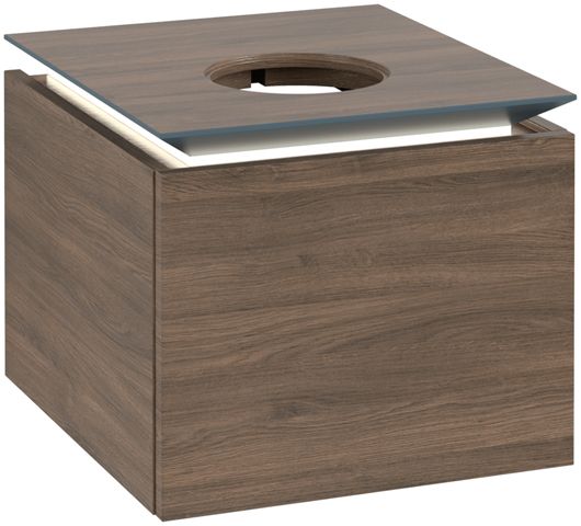 V&B Waschtischunterschrank Legato 45x38x50cm, Waschtisch mittig, mit LED-Beleuchtung, Arizona Oak