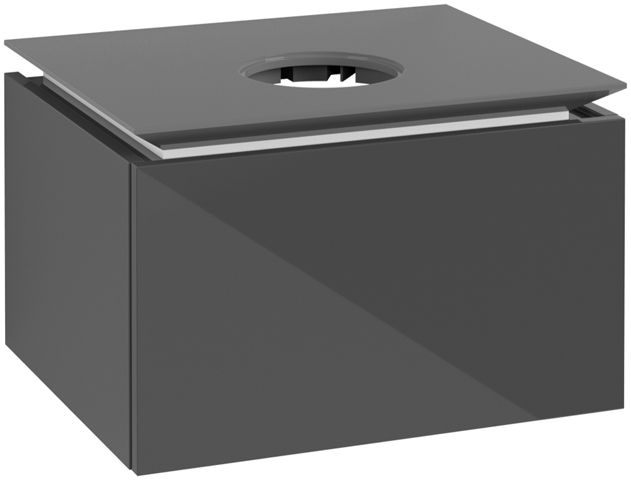 V&B Waschtischunterschrank Legato 60x38x50cm, Waschtisch mittig, Glossy Grey