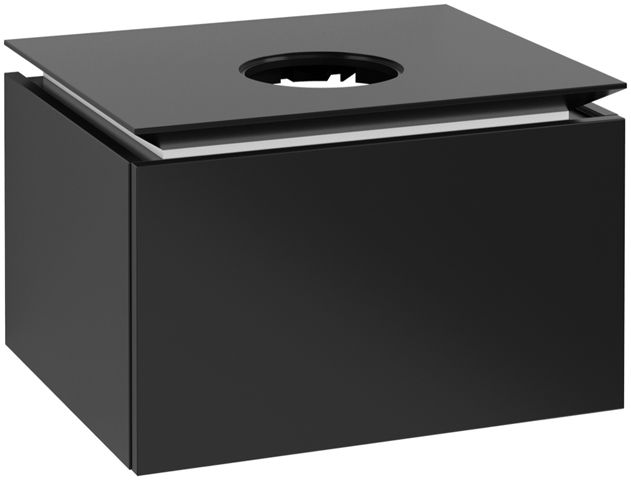 V&B Waschtischunterschrank Legato 60x38x50cm, Waschtisch mittig, Black Matt Lacquer