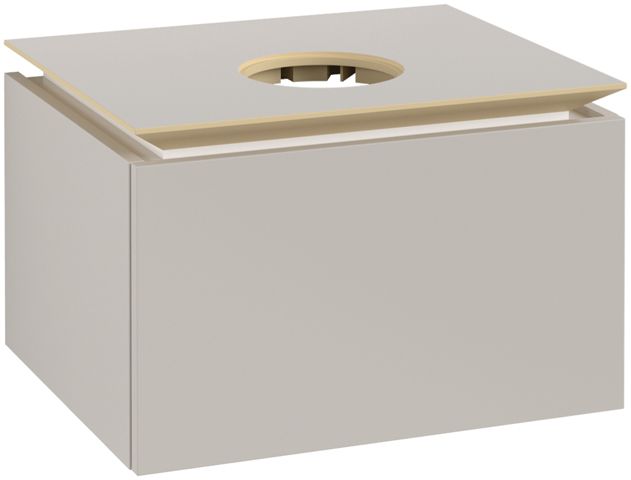 V&B Waschtischunterschrank Legato 60x38x50cm, Waschtisch mittig, Soft Grey