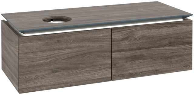V&B Waschtischunterschrank Legato 120x38x50cm, Waschtisch links, mit LED-Beleuchtung, Stone Oak