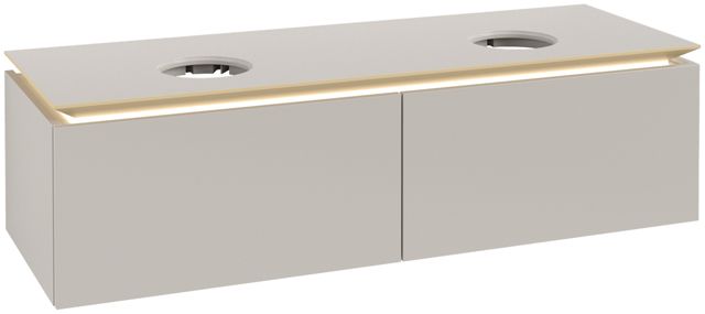 V&B Waschtischunterschrank Legato 140x38x50cm, für 2 Waschtische, mit LED-Beleuchtung, Soft Grey