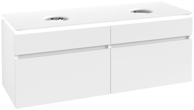 V&B Waschtischunterschrank Legato 140x55x50cm, für 2 Waschtische, mit LED-Beleuchtung, White Matt
