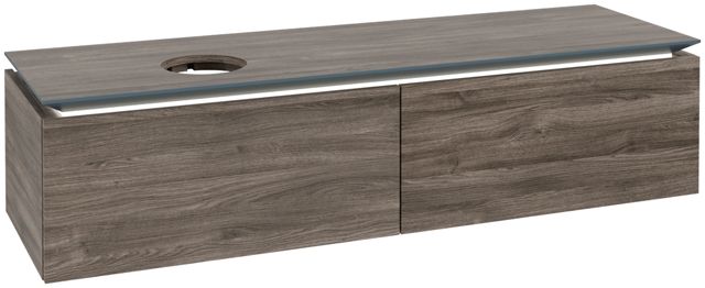 V&B Waschtischunterschrank Legato 160x38x50cm, Waschtisch links, mit LED-Beleuchtung, Stone Oak