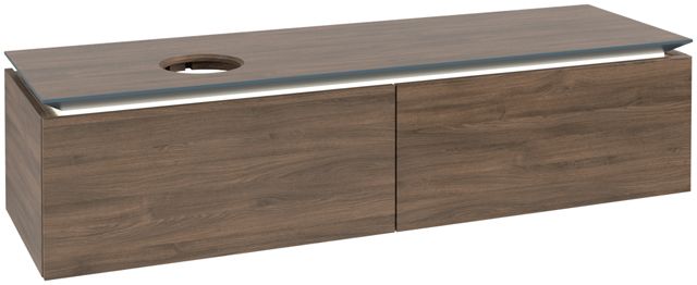 V&B Waschtischunterschrank Legato 160x38x50cm, Waschtisch links, mit LED-Beleuchtung, Arizona Oak