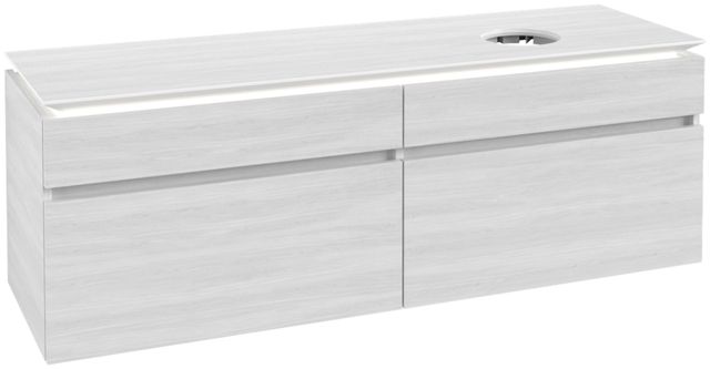 V&B Waschtischunterschrank Legato 160x50x50cm, Waschtisch rechts, mit LED-Beleuchtung, White Wood