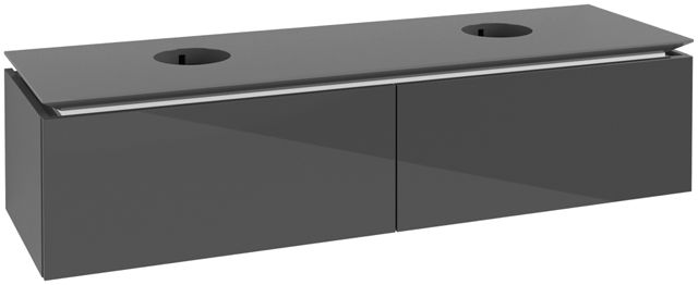 V&B Waschtischunterschrank Legato 160x38x50cm, für 2 Waschtische, Glossy Grey