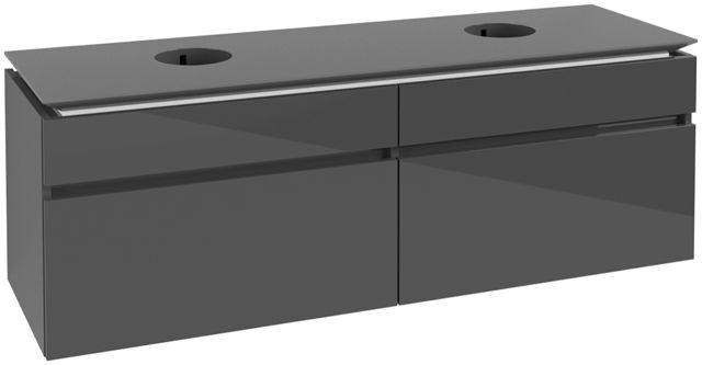 V&B Waschtischunterschrank Legato 160x55x50cm, für 2 Waschtische, Glossy Grey