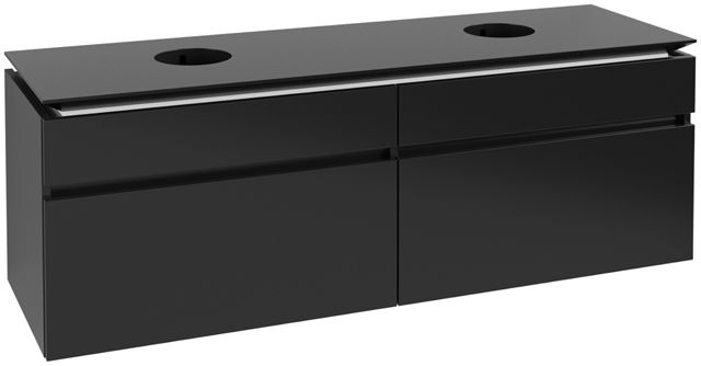 V&B Waschtischunterschrank Legato 160x55x50cm, für 2 Waschtische, Black Matt Lacquer