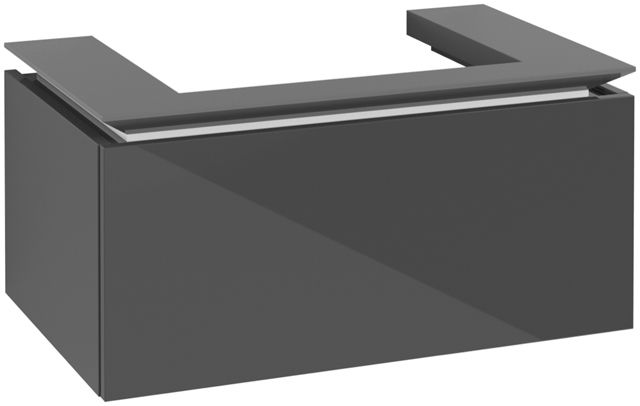 V&B Waschtischunterschrank Legato 80x38x50cm, Waschtisch mittig, Glossy Grey