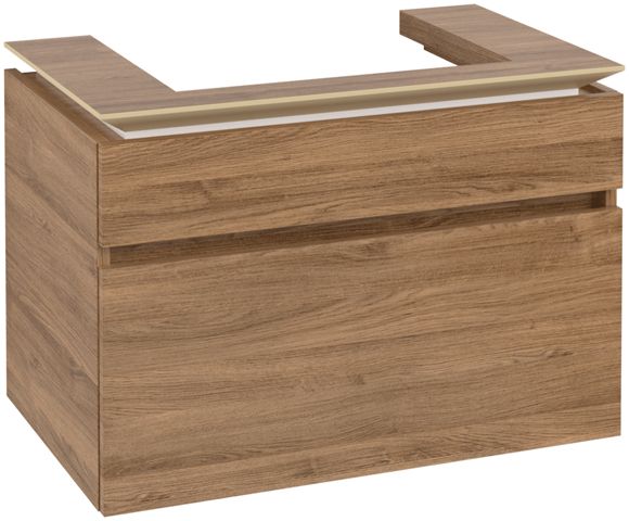V&B Waschtischunterschrank Legato 80x55x50cm, Waschtisch mittig, mit LED-Beleuchtung, Kansas Oak