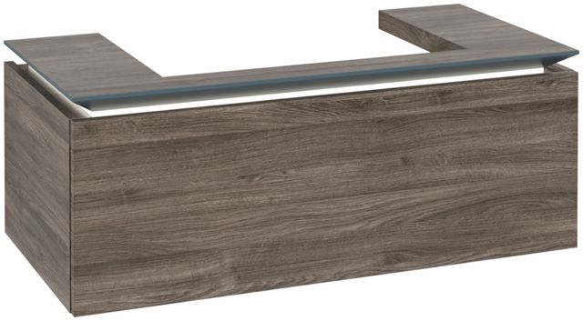 V&B Waschtischunterschrank Legato 100x38x50cm, Waschtisch mittig, mit LED-Beleuchtung, Stone Oak