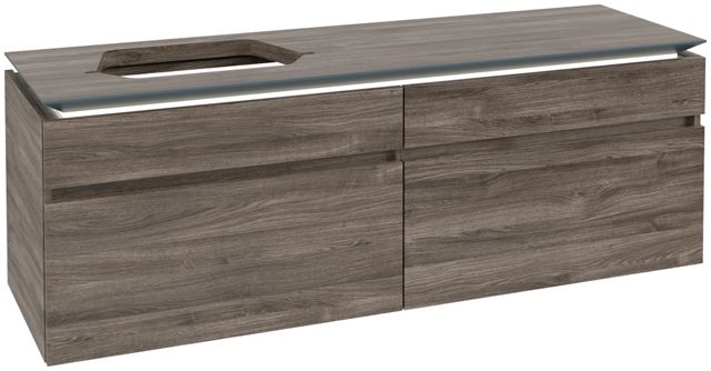 V&B Waschtischunterschrank Legato 160x55x50cm, Waschtisch links, mit LED-Beleuchtung, Stone Oak
