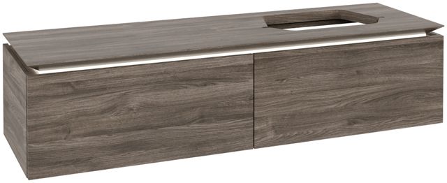 V&B Waschtischunterschrank Legato 160x38x50cm, Waschtisch rechts, mit LED-Beleuchtung, Stone Oak