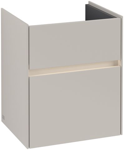 V&B Waschtischunterschrank Collaro 46x54,6x37,4cm, Waschbecken mittig, LED-Beleuchtung, soft grey