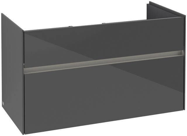 V&B Waschtischunterschrank Collaro 95,4x54,6x44,4cm, Waschbecken mittig, LED-Beleuchtung 7W, glossy grey