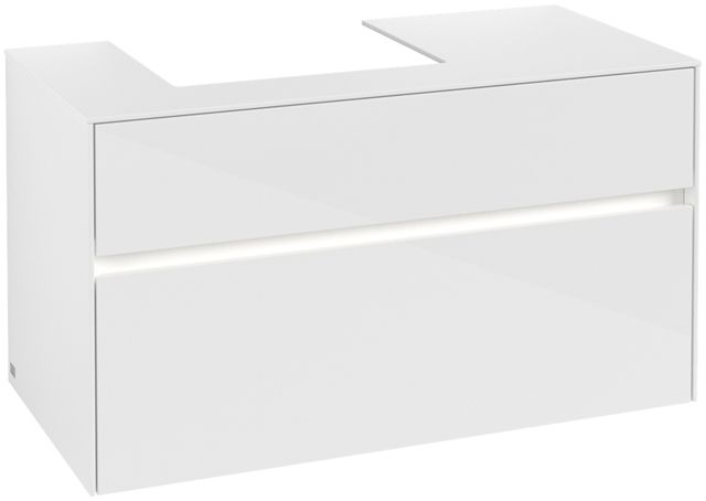V&B Waschtischunterschrank Collaro 100x54,8x50cm, Waschtisch links, LED-Beleuchtung 7,3 W, glossy white