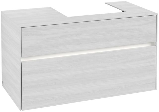 V&B Waschtischunterschrank Collaro 100x54,8x50cm, Waschtisch rechts, LED-Beleuchtung 7,3 W, white wood