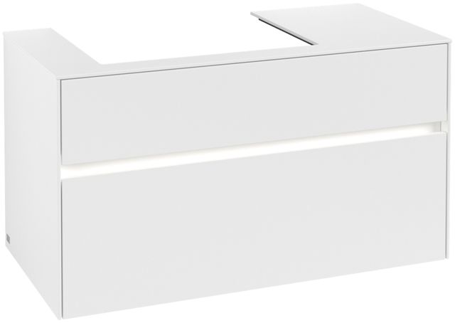 V&B Waschtischunterschrank Collaro 100x54,8x50cm, Waschtisch links, LED-Beleuchtung 7,3 W, white matt
