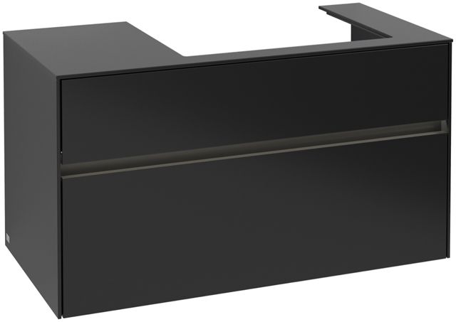 V&B Waschtischunterschrank Collaro 100x54,8x50cm, Waschtisch rechts, LED-Beleuchtung 7,3 W, black matt laquer