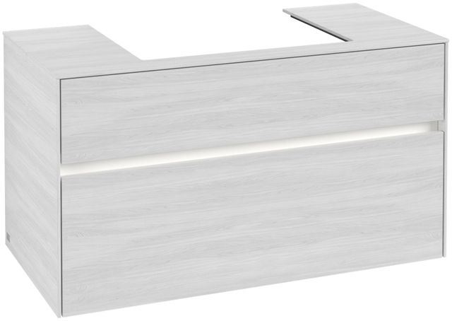 V&B Waschtischunterschrank Collaro 100x54,8x50cm, Waschtisch mittig, LED-Beleuchtung 7,3 W, white wood
