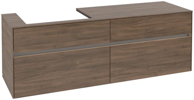 V&B Waschtischunterschrank Collaro 160x54,8x50cm, Waschtisch links, LED-Beleuchtung 12W, arizona oak