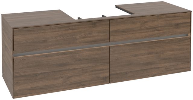 V&B Waschtischunterschrank Collaro 160x54,8x50cm, Waschtisch mittig, LED-Beleuchtung 12W, arizona oak