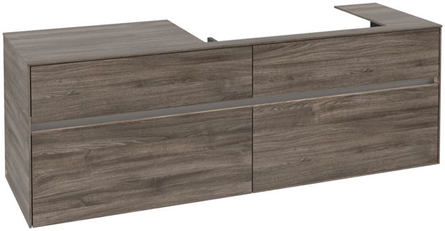 V&B Waschtischunterschrank Collaro 160x54,8x50cm, Waschtisch rechts, LED-Beleuchtung 12W, stone oak