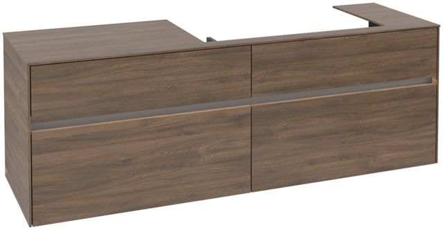V&B Waschtischunterschrank Collaro 160x54,8x50cm, Waschtisch rechts, LED-Beleuchtung 12W, arizona oak
