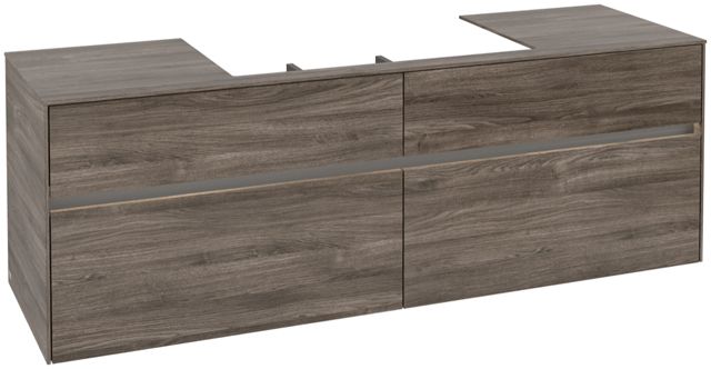 V&B Waschtischunterschrank Collaro 160x54,8x50cm, Waschtisch mittig, LED-Beleuchtung 12W, stone oak