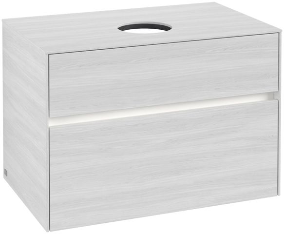 V&B Waschtischunterschrank Collaro 80x54,8x50cm, Waschtisch mittig, LED-Beleuchtung 5,7 W, white wood