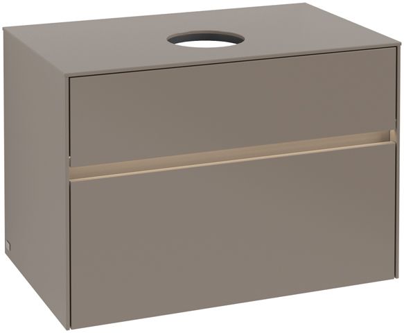 V&B Waschtischunterschrank Collaro 80x54,8x50cm, Waschtisch mittig, LED-Beleuchtung 5,7 W, truffle grey