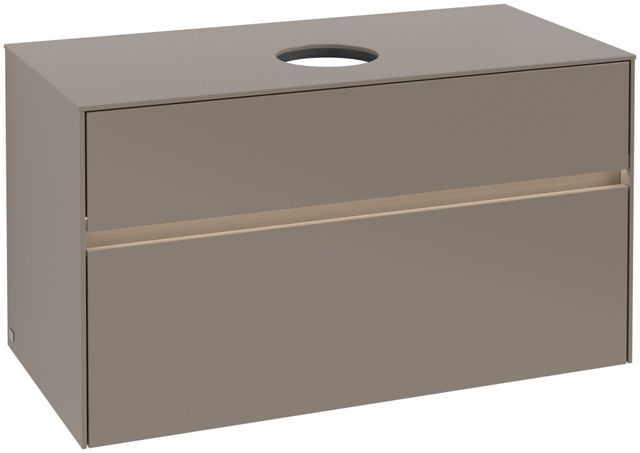 V&B Waschtischunterschrank Collaro 100x54,8x50cm, Waschtisch mittig, LED-Beleuchtung 7,3 W, truffle grey