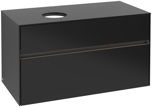V&B Waschtischunterschrank Collaro 100x54,8x50cm, Waschtisch links, LED-Beleuchtung 7,3 W, black matt laquer