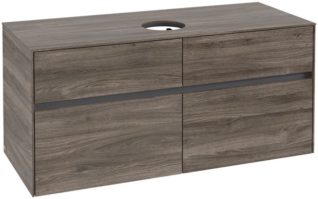 V&B Waschtischunterschrank Collaro 120x54,8x50cm, Waschtisch mittig, stone oak