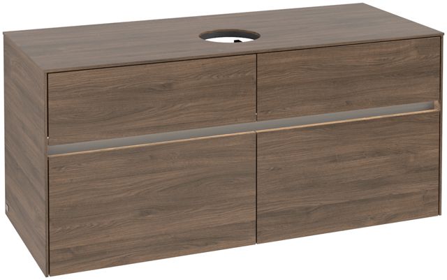 V&B Waschtischunterschrank Collaro 120x54,8x50cm, Waschtisch mittig, LED-Beleuchtung 8,8 W, arizona oak