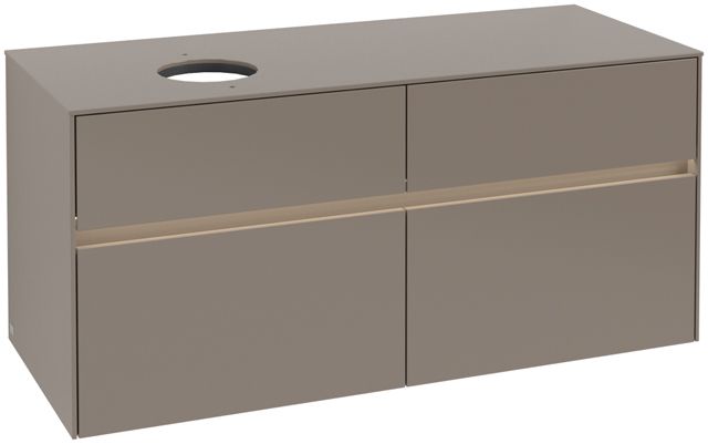 V&B Waschtischunterschrank Collaro 120x54,8x50cm, Waschtisch links, LED-Beleuchtung 8,8 W, truffle grey