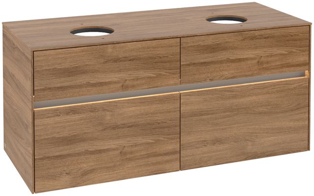 V&B Waschtischunterschrank Collaro 120x54,8x50cm, für 2 Waschtische, LED-Beleuchtung 8,8W, kansas oak