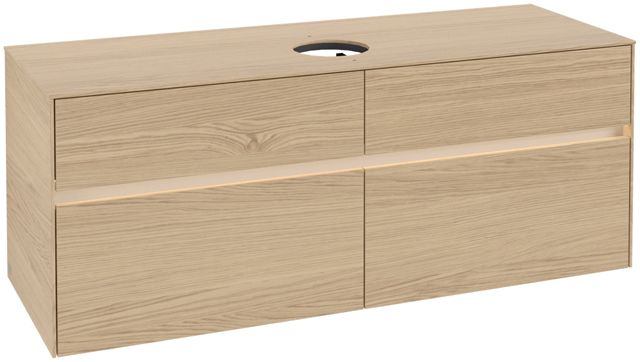 V&B Waschtischunterschrank Collaro 140x54,8x50cm, Waschtisch mittig, LED-Beleuchtung 10,4 W, nordic oak