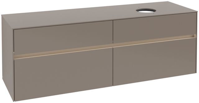 V&B Waschtischunterschrank Collaro 160x54,8x50cm, Waschtisch rechts, LED-Beleuchtung 12W, truffle grey