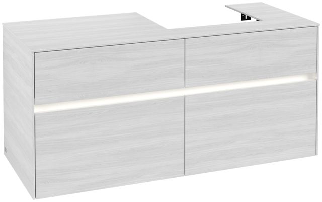 V&B Waschtischunterschrank Collaro 120x54,8x50cm, Waschtisch rechts, LED-Beleuchtung 8,8 W, white wood
