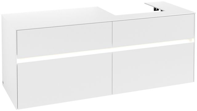 V&B Waschtischunterschrank Collaro 140x54,8x50cm, Waschtisch rechts, LED-Beleuchtung 10,4W, white matt