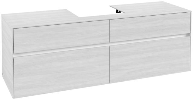 V&B Waschtischunterschrank Collaro 160x54,8x50cm, Waschtisch mittig, white wood