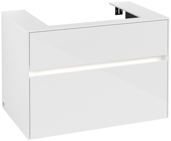 V&B Waschtischunterschrank Collaro 80x54,8x50cm, Waschtisch mittig, LED-Beleuchtung 5,7 W, glossy white