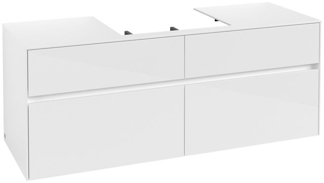 V&B Waschtischunterschrank Collaro 140x54,8x50cm, Waschtisch mittig, glossy white