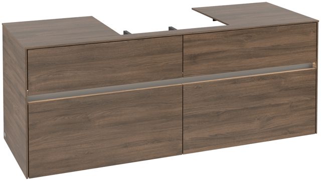 V&B Waschtischunterschrank Collaro 140x54,8x50cm, Waschtisch mittig, LED-Beleuchtung 10,4 W, arizona oak