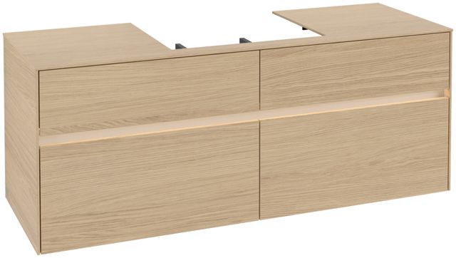 V&B Waschtischunterschrank Collaro 140x54,8x50cm, Waschtisch mittig, LED-Beleuchtung 10,4 W, nordic oak