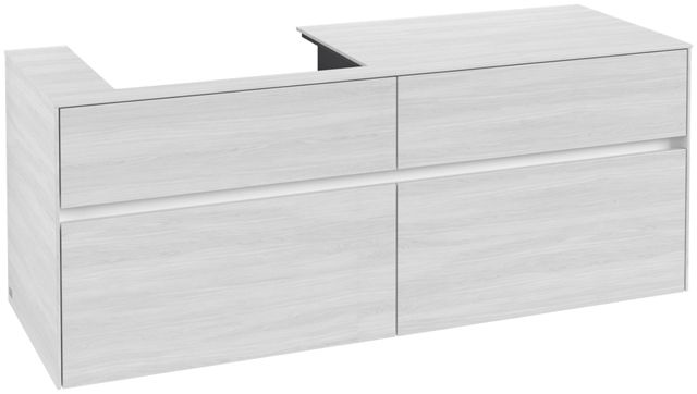 V&B Waschtischunterschrank Collaro 140x54,8x50cm, Waschtisch links, white wood