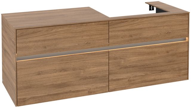 V&B Waschtischunterschrank Collaro 140x54,8x50cm, Waschtisch rechts, LED-Beleuchtung 10,4W, kansas oak